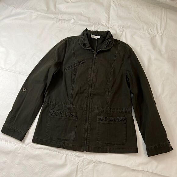 Coldwater Creek 4-6 Olive Green Zipper  Front Long Sleeve Pockets Woman’s Jacket - Picture 7 of 16